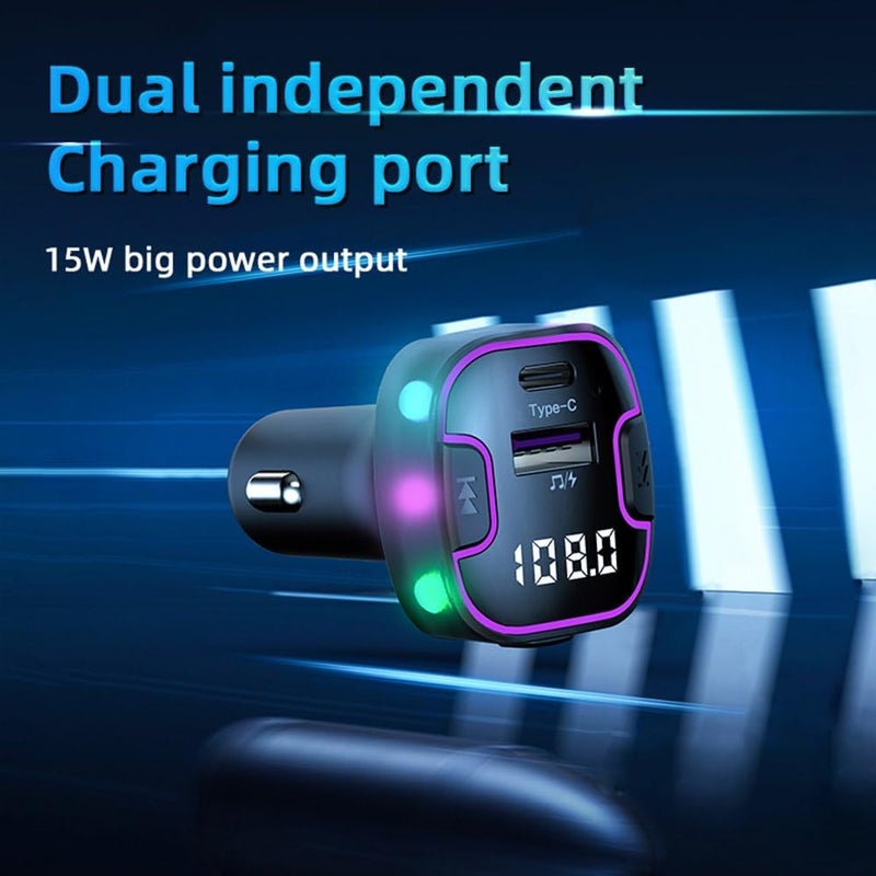 OHITEC Bluetooth FM Transmitter for Car, Hands-Free Calls, HD Sound Quality 5.3, 5V3.1A Fast Charging, U Disk Music Playback, Support 5 Devices Charging at The Same time (CS6) - Image 3